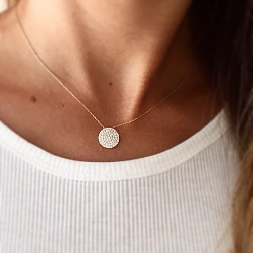 Glorria Altın Taşlı Plaka Kolye Glorria Altın Taşlı Plaka Kolye