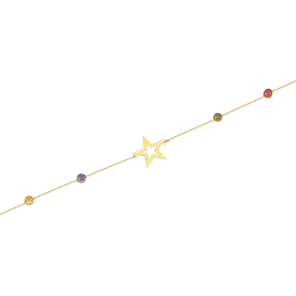 Glorria Altın Renkli Taşlı Yıldız Bileklik