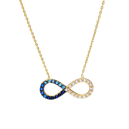 Glorria Altın Renkli Taşlı Sonsuzluk Kolye Glorria Altın Renkli Taşlı Sonsuzluk Kolye