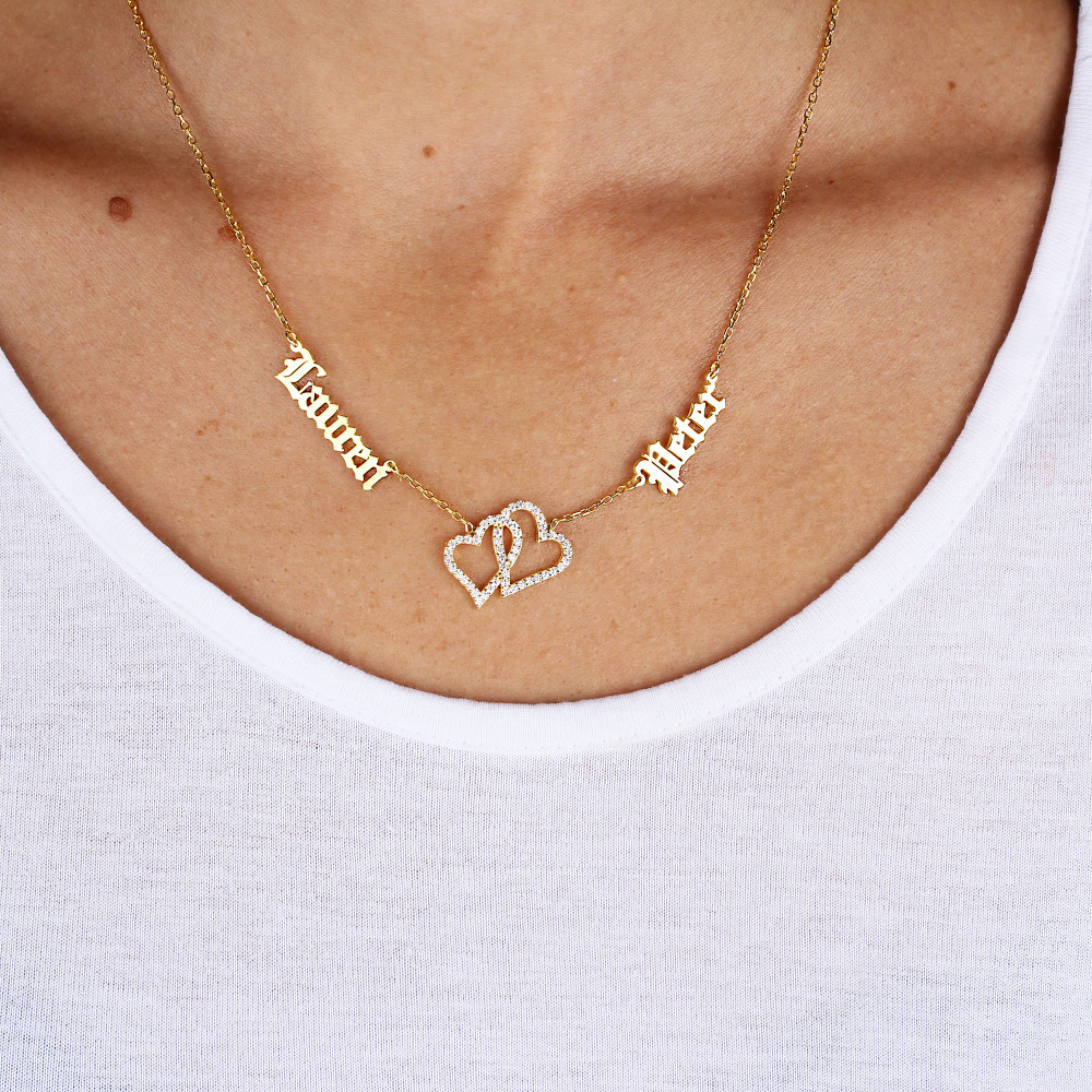 Glorria Silver Custom Two Name Necklace Glorria Silver Custom Two Name Necklace