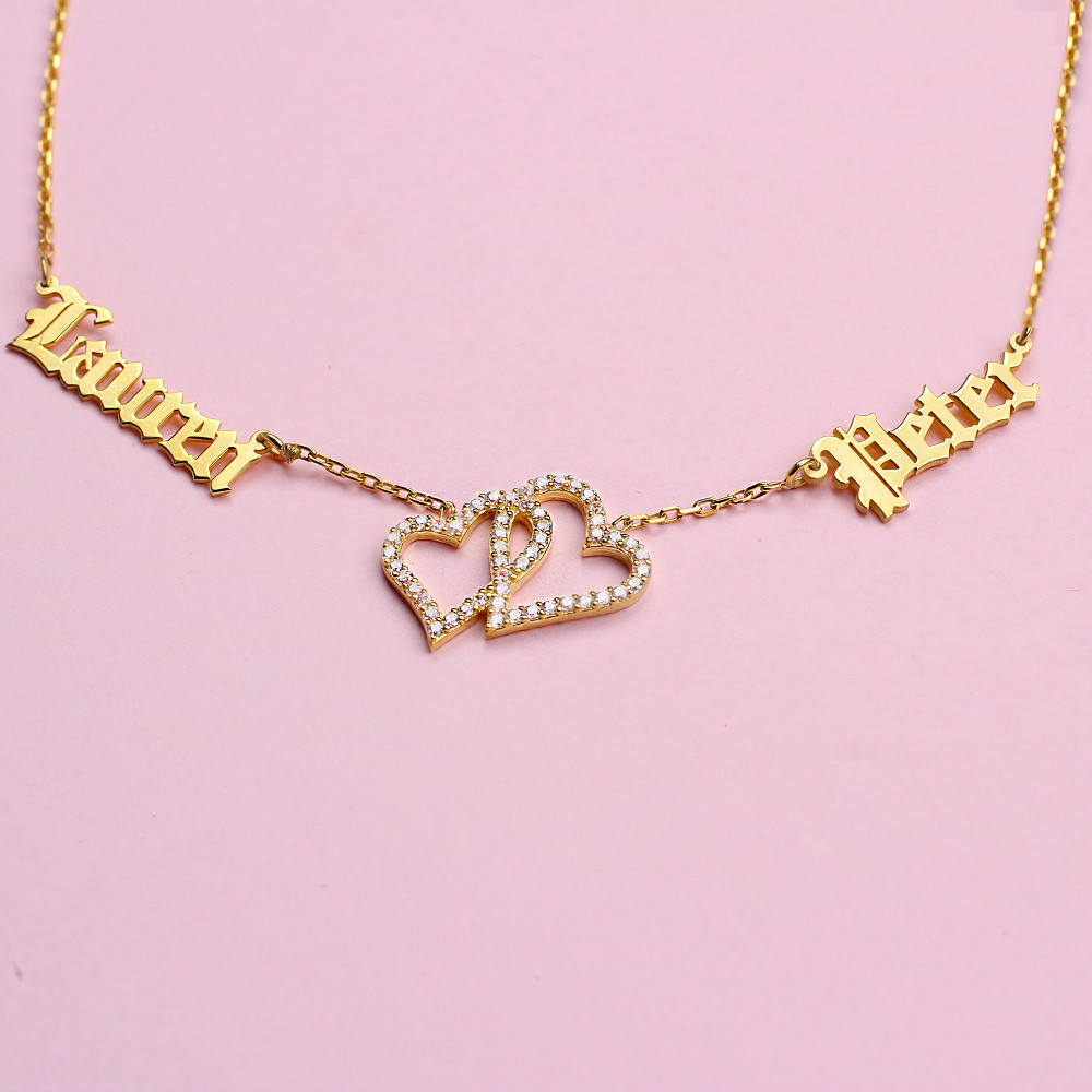 Glorria Silver Custom Two Name Necklace Glorria Silver Custom Two Name Necklace