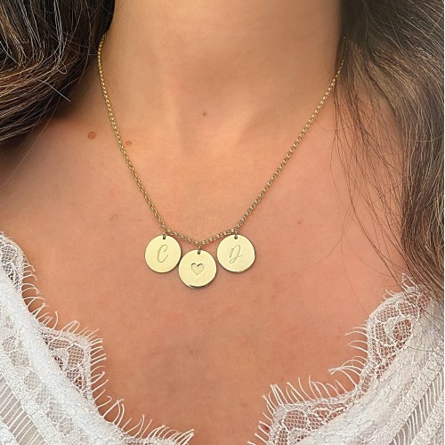 Glorria Kişiye Özel 3 Plaka Doç Gümüş Kolye