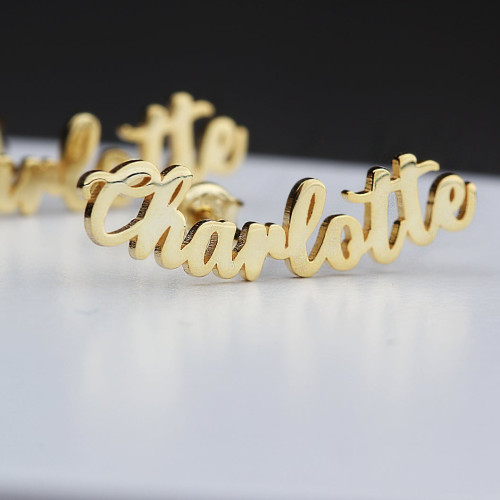 Glorria Kişiye Özel İsimli El Yazısı Gümüş Küpe