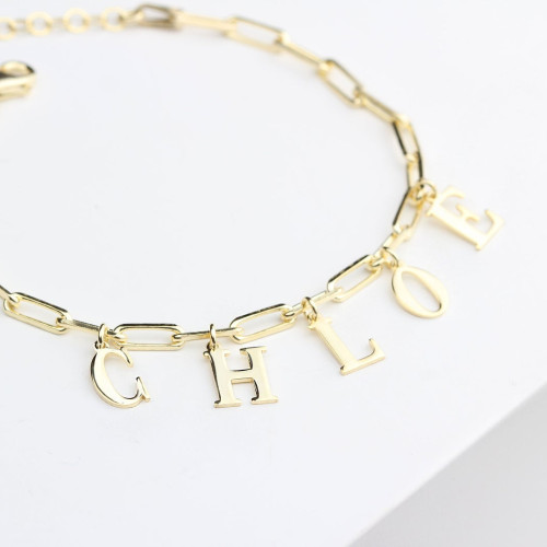 Glorria Kişiye Özel İsimli Ataç Gümüş Bileklik