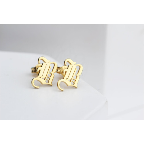 Glorria Kişiye Özel Gotik Harf Gümüş Küpe