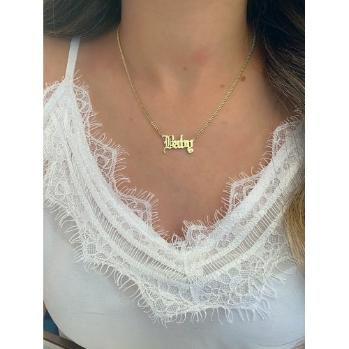 Glorria Kişiye Özel İsimli Gotik Gurmet Gümüş Kolye