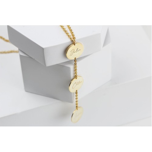 Glorria Kişiye Özel 3 Plaka Doç Gümüş Kolye