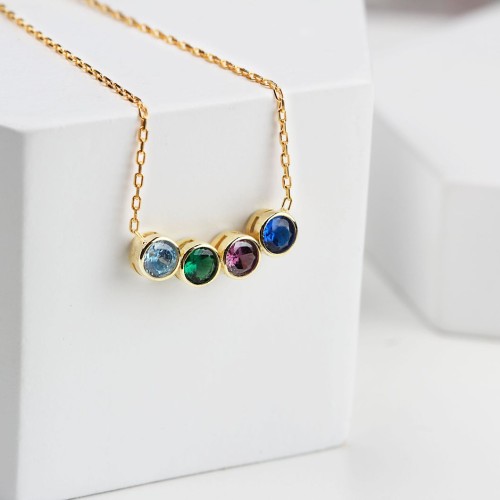 Glorria Kişiye Özel Doğum Taşı Gümüş Kolye