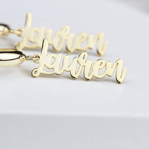 Glorria Kişiye Özel El Yazısı Gümüş Halka Küpe