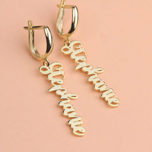 Glorria Kişiye Özel El Yazısı Gümüş Halka Küpe