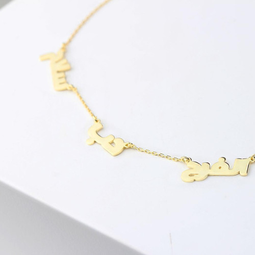 Glorria Kişiye Özel 3 İsimli Arapça Gümüş Kolye