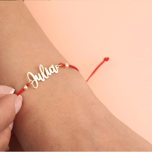 Glorria Kişiye Özel İsimli İpli El Yazısı Gümüş Bileklik