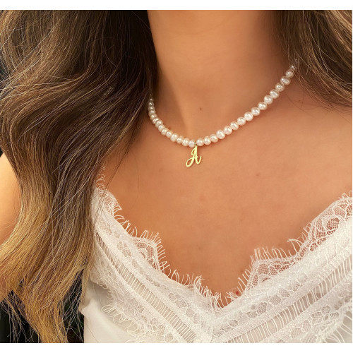 Glorria Kişiye Özel Harfli İnci Gümüş Kolye