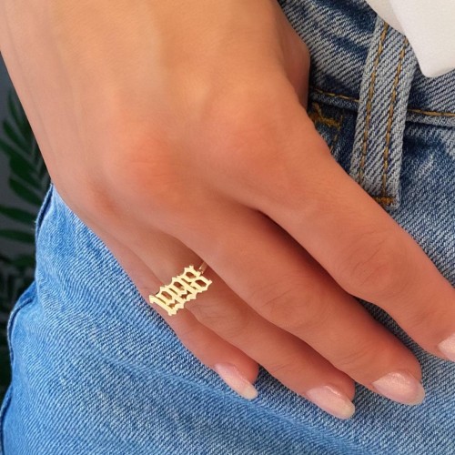 Glorria Kişiye Özel Tarihli Gotik Gümüş Yüzük