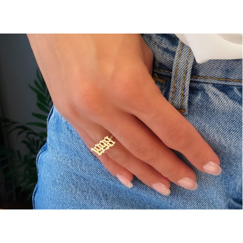 Glorria Kişiye Özel Tarihli Gotik Gümüş Yüzük