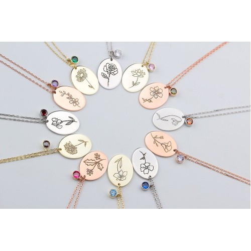 Glorria Kişiye Özel Doğum Çiçeği ve Doğum Taşı Gümüş Kolye Glorria Kişiye Özel Doğum Çiçeği ve Doğum Taşı Gümüş Kolye