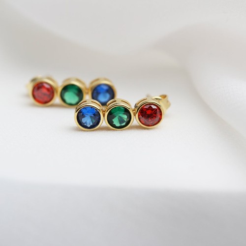 Glorria Kişiye Özel Doğum Taşlı Gümüş Küpe