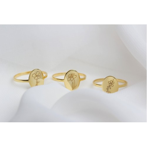 Glorria Kişiye Özel Doğum Çiçeği Gümüş Yüzük Glorria Kişiye Özel Doğum Çiçeği Gümüş Yüzük