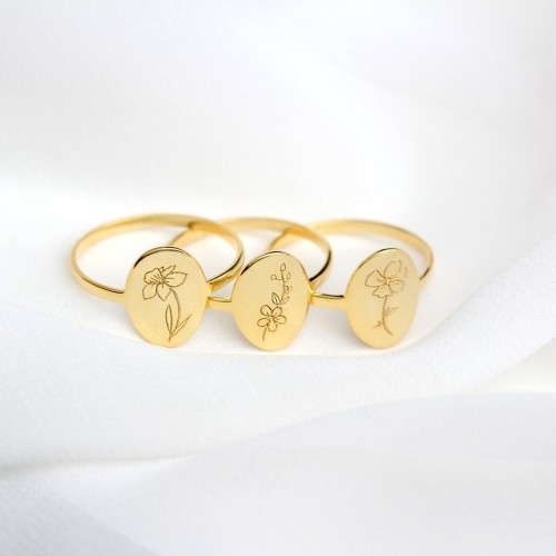 Glorria Kişiye Özel Doğum Çiçeği Gümüş Yüzük