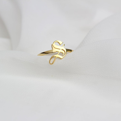 Glorria Kişiye Özel Gotik Harf Gümüş Yüzük