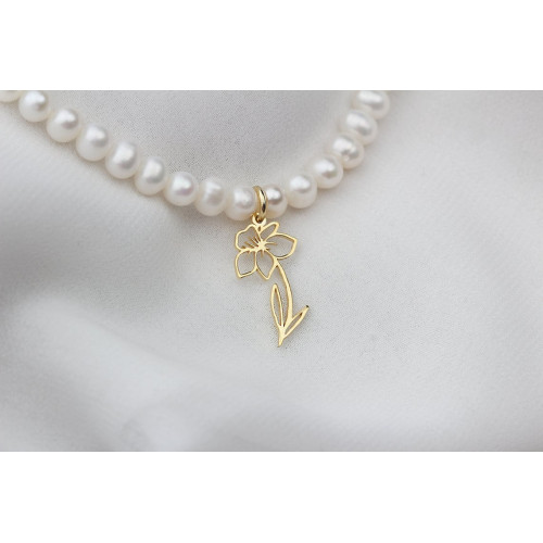 Glorria Kişiye Özel Doğum Çiçeği İnci Gümüş Kolye Glorria Kişiye Özel Doğum Çiçeği İnci Gümüş Kolye