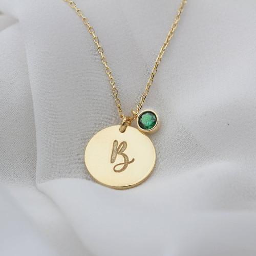 Glorria Kişiye Özel Doğum Taşlı Plaka Gümüş Kolye