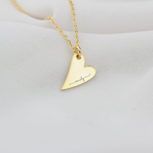 Glorria Kişiye Özel İsimli Kalp Gümüş Kolye