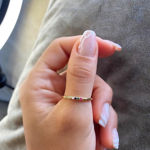 Glorria Kişiye Özel Doğum Taşlı Gümüş Yüzük