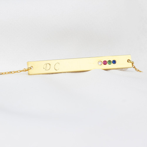 Glorria Kişiye Özel İsimli Doğum Taşlı Bar Bileklik