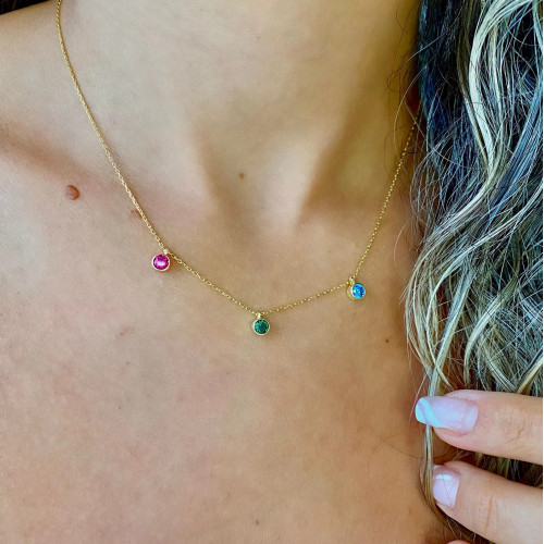 Glorria Kişiye Özel Doğum Taşlı Gümüş Kolye