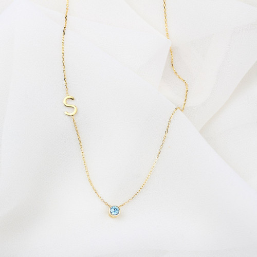 Glorria Kişiye Özel Doğum Taşlı Harf Gümüş Kolye Glorria Kişiye Özel Doğum Taşlı Harf Gümüş Kolye