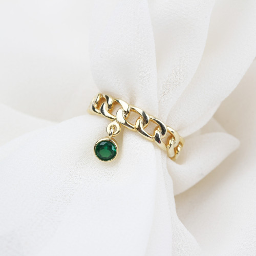 Glorria Kişiye Özel Doğum Taşlı Gümüş Zincir Yüzük