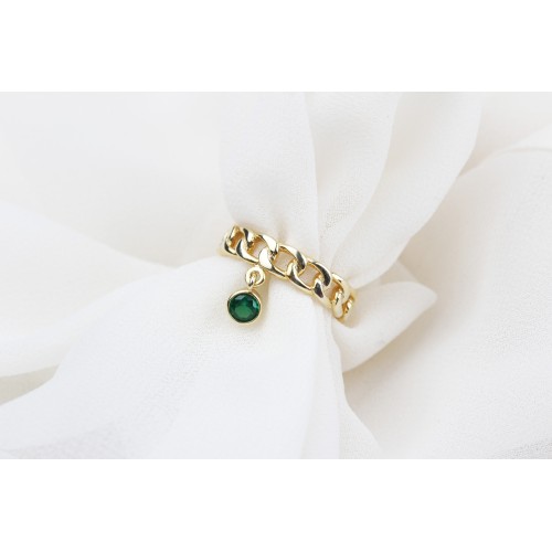 Glorria Kişiye Özel Doğum Taşlı Gümüş Zincir Yüzük