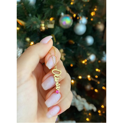 Glorria Kişiye Özel İsimli Doğum Taşlı Gümüş Kolye Glorria Kişiye Özel İsimli Doğum Taşlı Gümüş Kolye