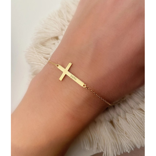 Glorria Kişiye Özel İsimli Haç Gümüş Bileklik Glorria Kişiye Özel İsimli Haç Gümüş Bileklik