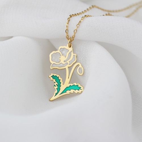 Glorria Kişiye Özel Doğum Çiçeği Gümüş Kolye