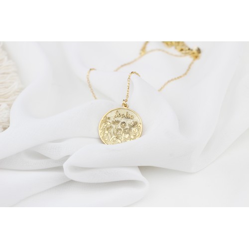 Glorria Kişiye Özel İsimli Çiçek Gümüş Kolye Glorria Kişiye Özel İsimli Çiçek Gümüş Kolye