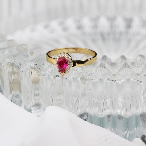 Glorria Kişiye Özel Doğum Taşlı Gümüş Damla Yüzük