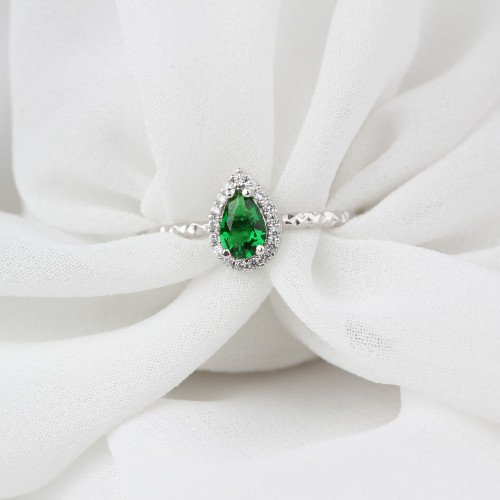 Glorria Kişiye Özel Doğum Taşlı Gümüş Damla Anturaj Yüzük