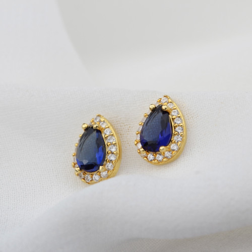 Glorria Kişiye Özel Doğum Taşlı Gümüş Damla Anturaj Küpe