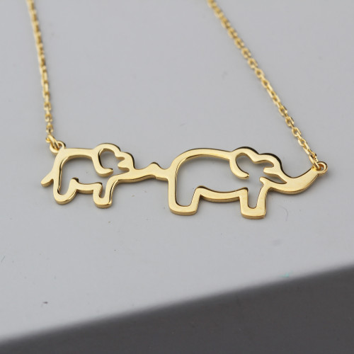 Glorria Gümüş Anne ve Yavru Fil Kolye