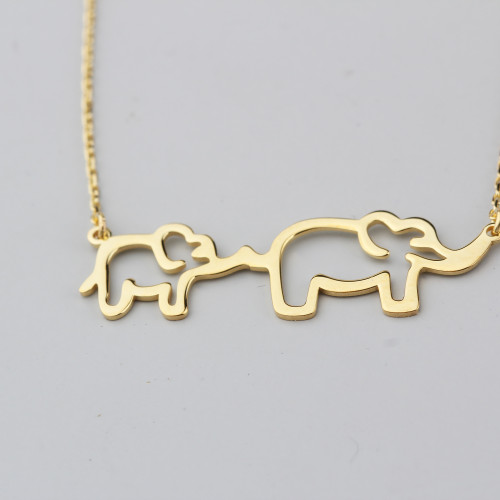 Glorria Gümüş Anne ve Yavru Fil Kolye