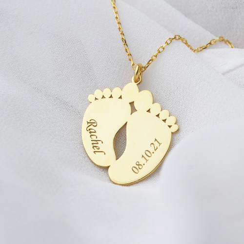 Glorria Kişiye Özel İsim ve Tarihli Bebek Ayak İzi Gümüş Kolye Glorria Kişiye Özel İsim ve Tarihli Bebek Ayak İzi Gümüş Kolye