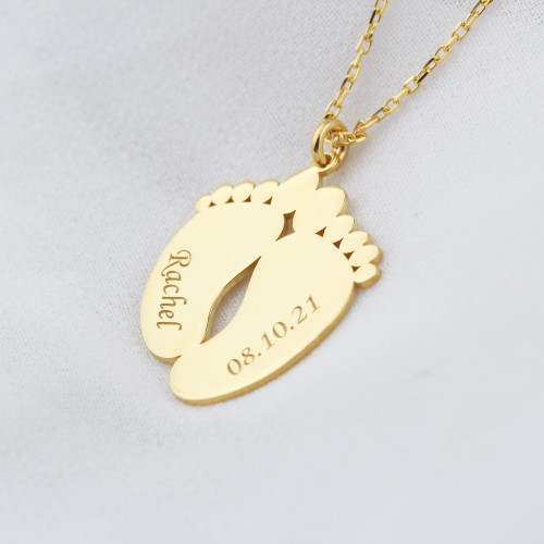 Glorria Kişiye Özel İsim ve Tarihli Bebek Ayak İzi Gümüş Kolye Glorria Kişiye Özel İsim ve Tarihli Bebek Ayak İzi Gümüş Kolye