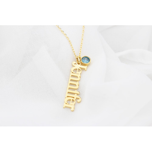 Glorria Kişiye Özel İsimli Doğum Taşlı Gümüş Kolye