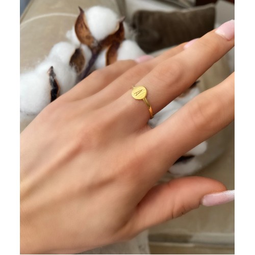 Glorria Kişiye Özel Harfli Disk Gümüş Yüzük