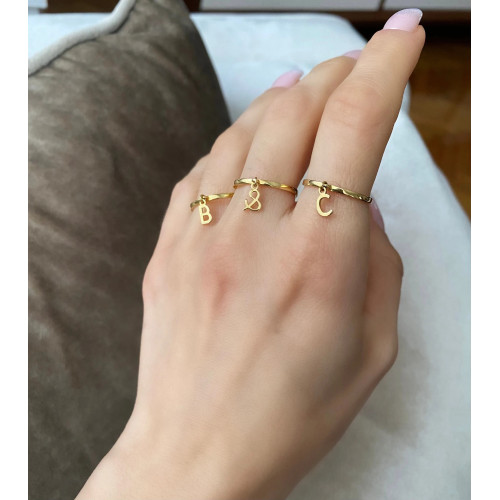 Glorria Kişiye Özel Sallantılı Harf Gümüş Yüzük