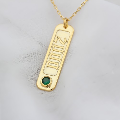 Glorria Kişiye Özel Gümüş Doğum Taşlı Tarih Kolye