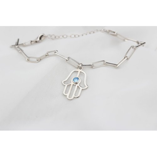 Glorria Kişiye Özel Gümüş Doğum Taşlı Fatmanın Eli Bileklik