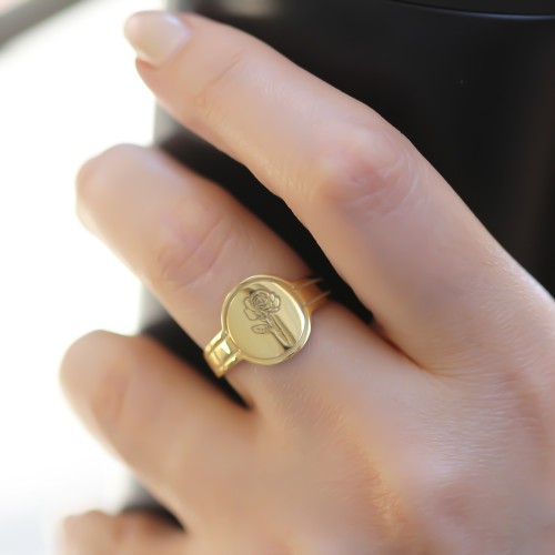 Glorria Gümüş Kişiye Özel Doğum Çiçeği Yüzük